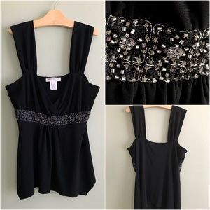 White House Black Market Jeweled Babydoll Tank